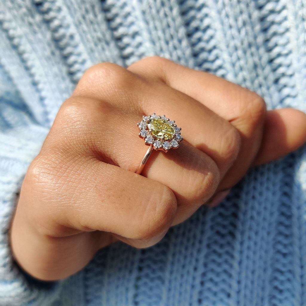 Cluster Halo Oval Cut Engagement Ring