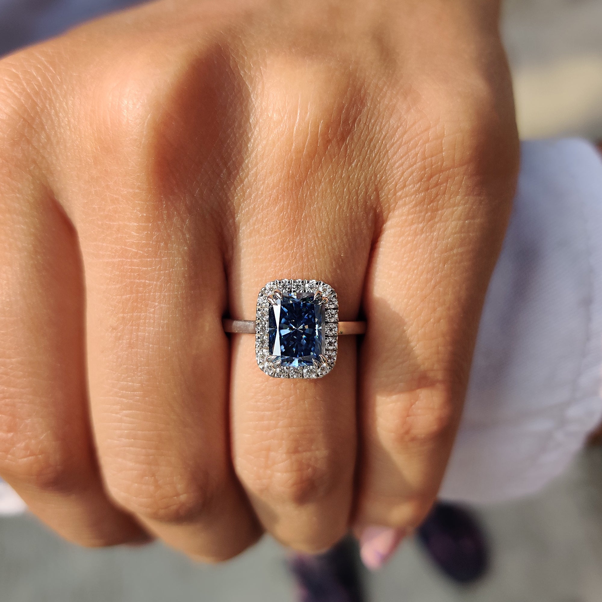 Halo Setting Radiant Cut Engagement Ring