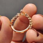 Pear Wedding Band with Tiara Crown Design