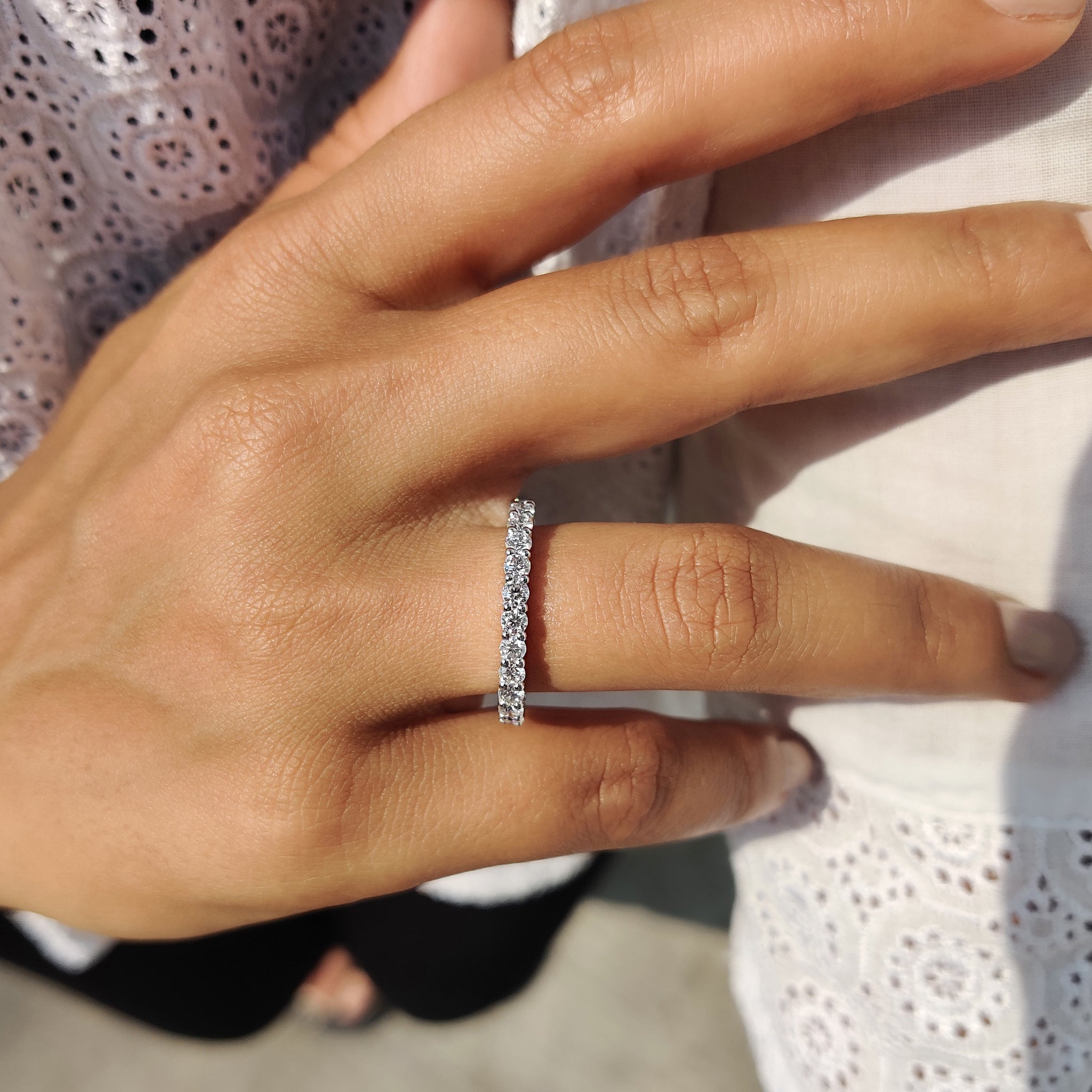 Round Moissanite Eternity Band In Secure Prong