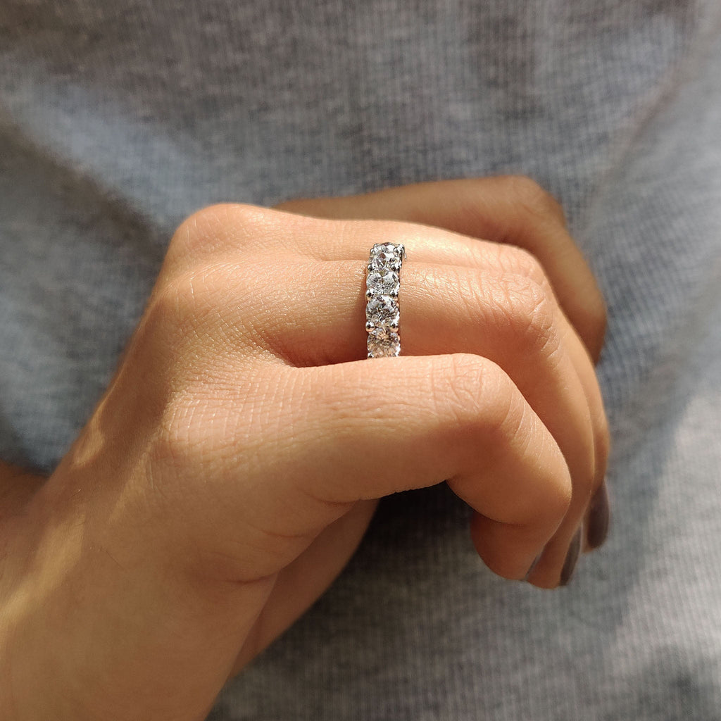 Jubilee Cut Moissanite Wedding Band In Full Eternity Style