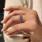 Baguette Cut Wedding Band With Three Row Pave style