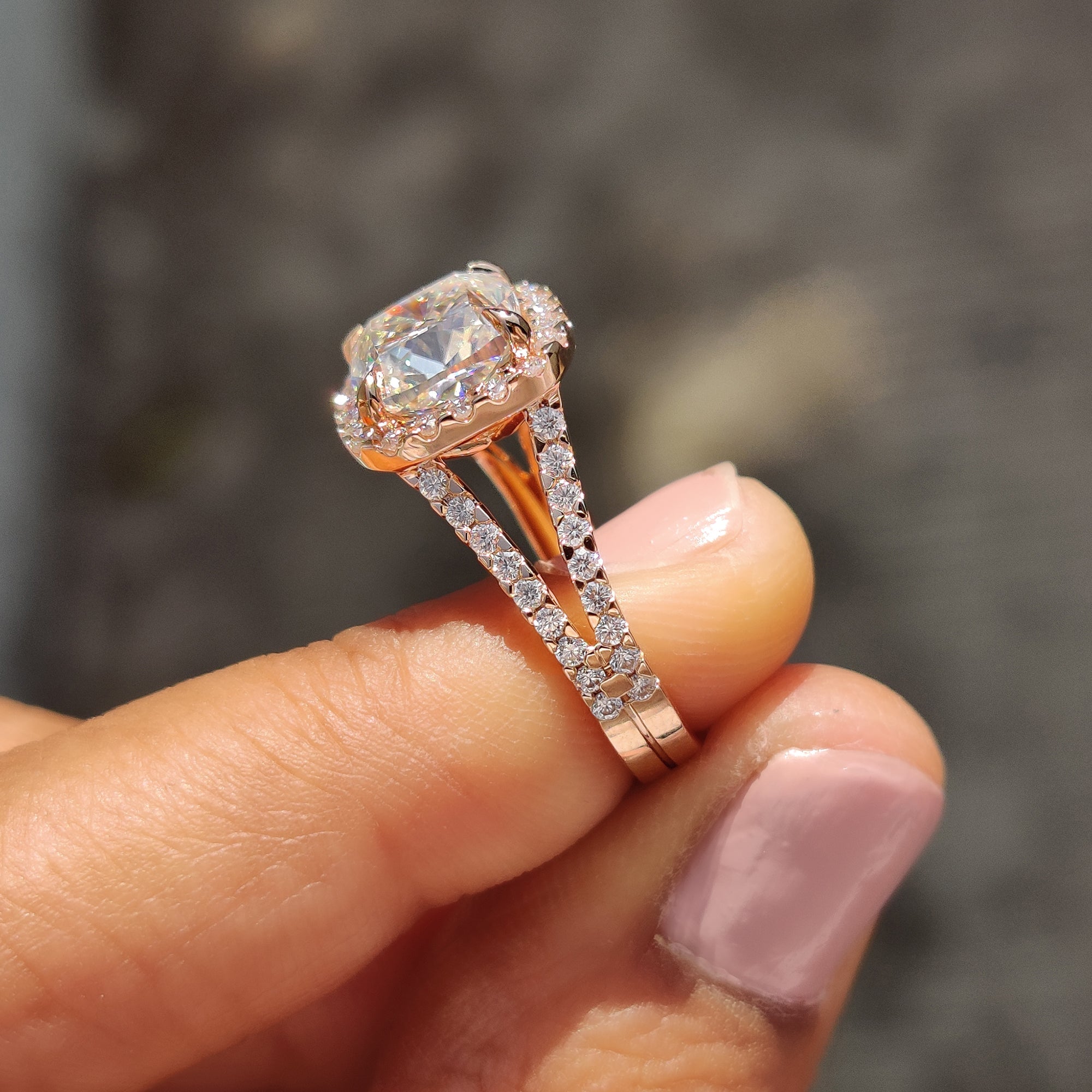 Cushion Cut Diamond Ring In Halo Setting