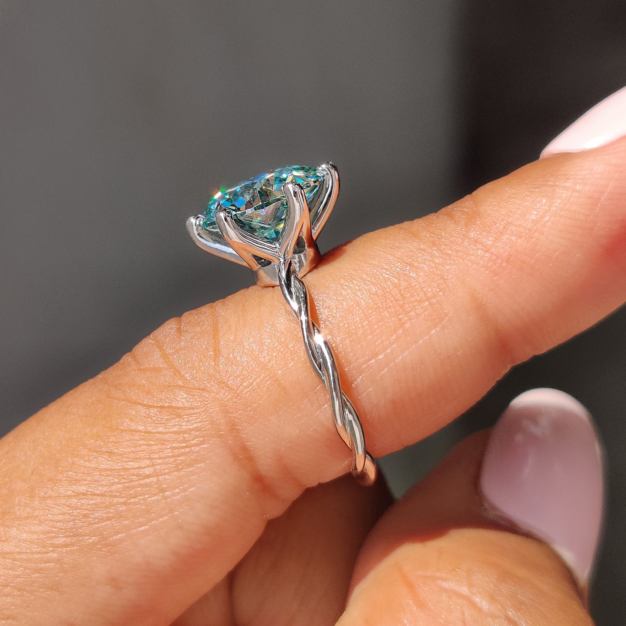 Round Cut Solitaire Ring  With  Twisted Side Band