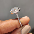 Radiant Halo Engagement Ring With Pave Band