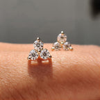 3 Stone Stud Earring In Round  Cut Moissanite