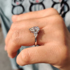 Three Stone Diamond Ring in Pear Diamond Setting