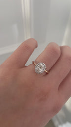 1.25-3.25 CT Oval Cut Lab Grown Diamond Halo Engagement Ring