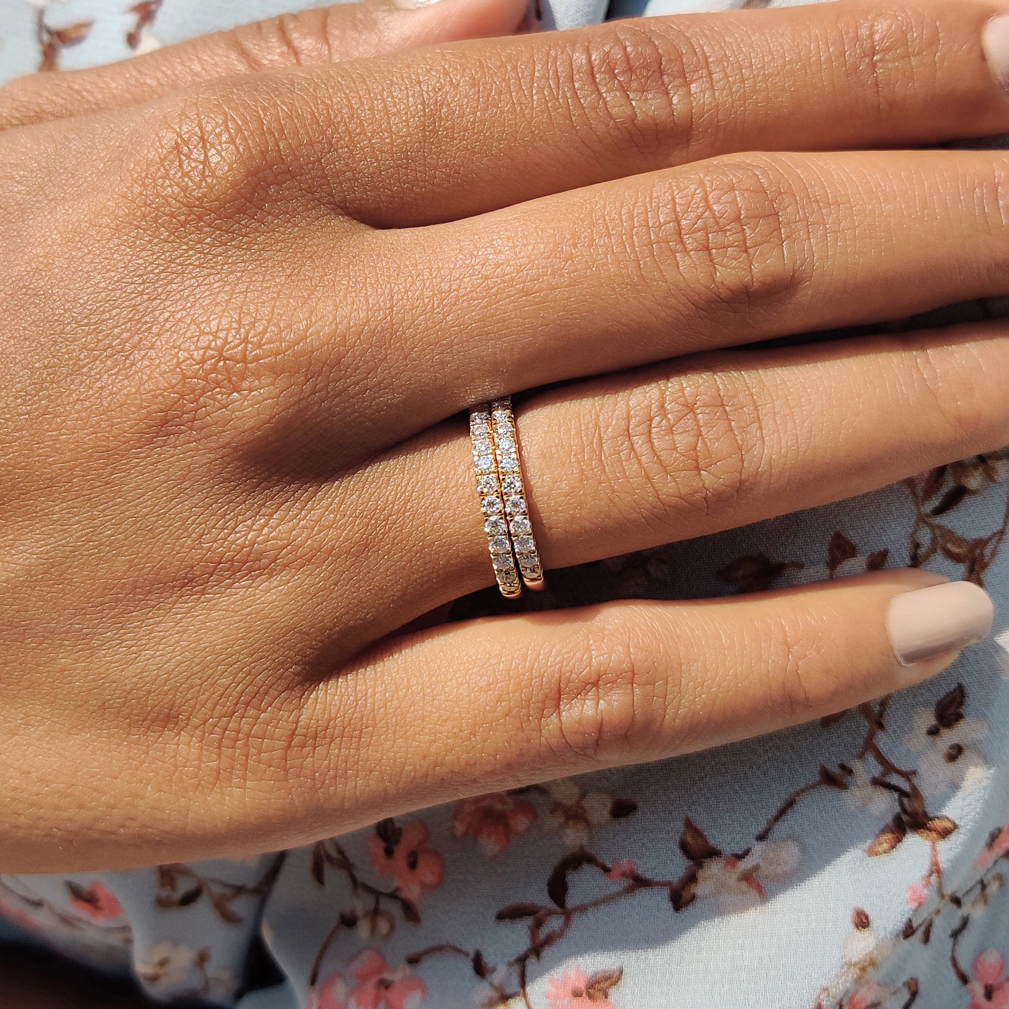 Moissanite Half Eternity Band In Round Cut For Women