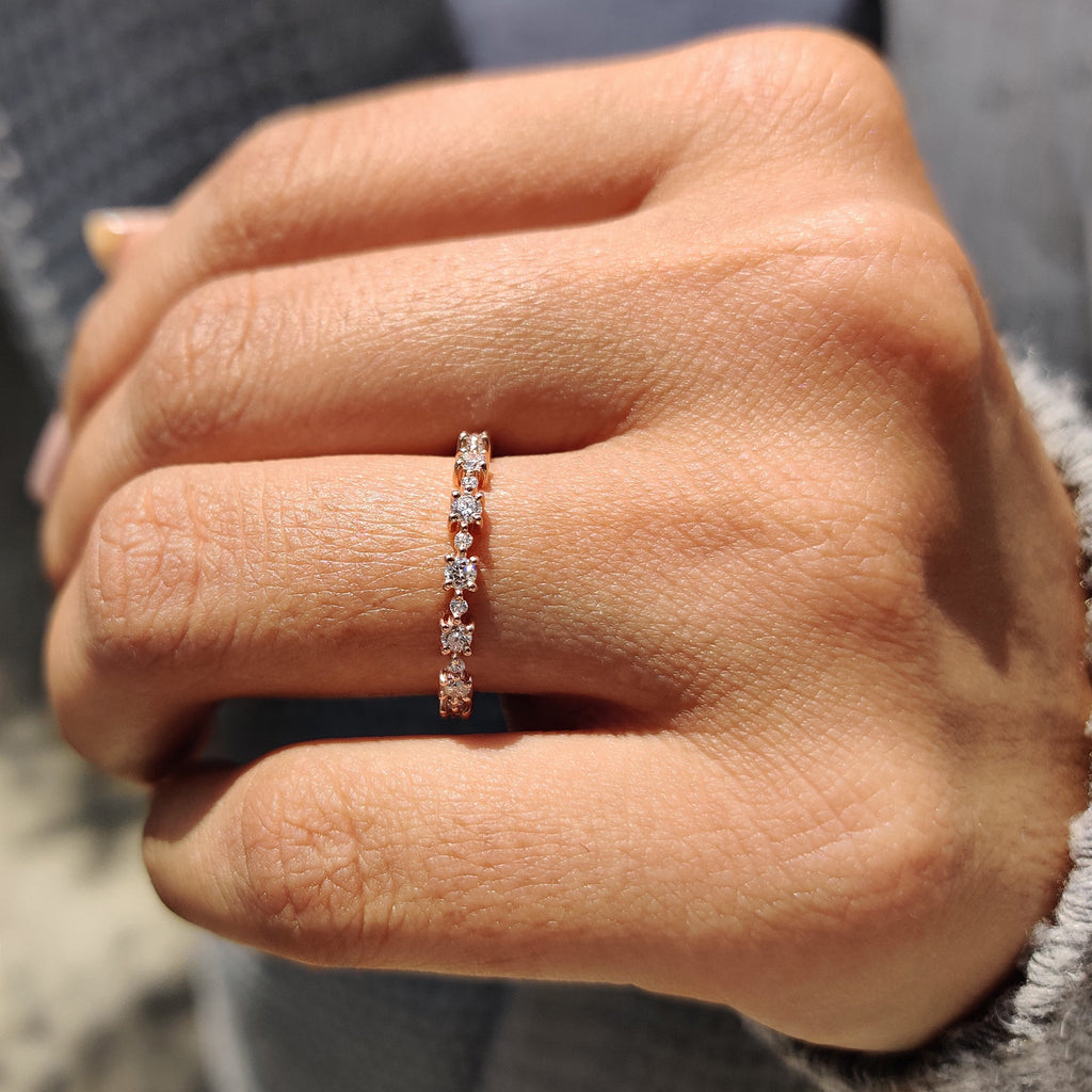 Round Cut Diamond Eternity Rose Gold Wedding Band