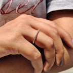 Yellow Gold Eternity Band In Round Cut Moissanite