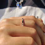Baguette And Round Wedding Band With Black Moissanite