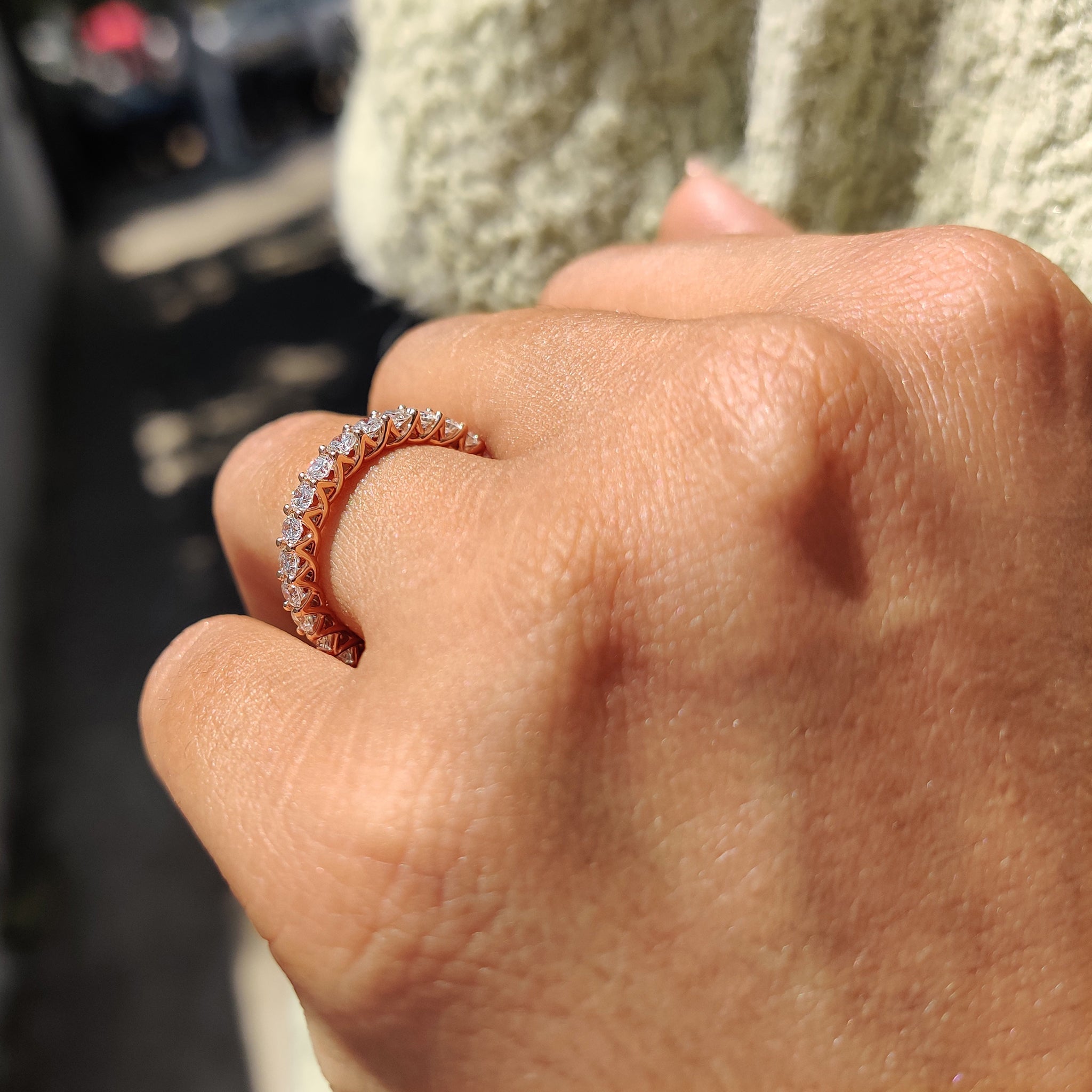Woven Eternity Shared Prong Wedding Band