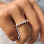 Round Cut Half Eternity Band In Zig Zag Setting