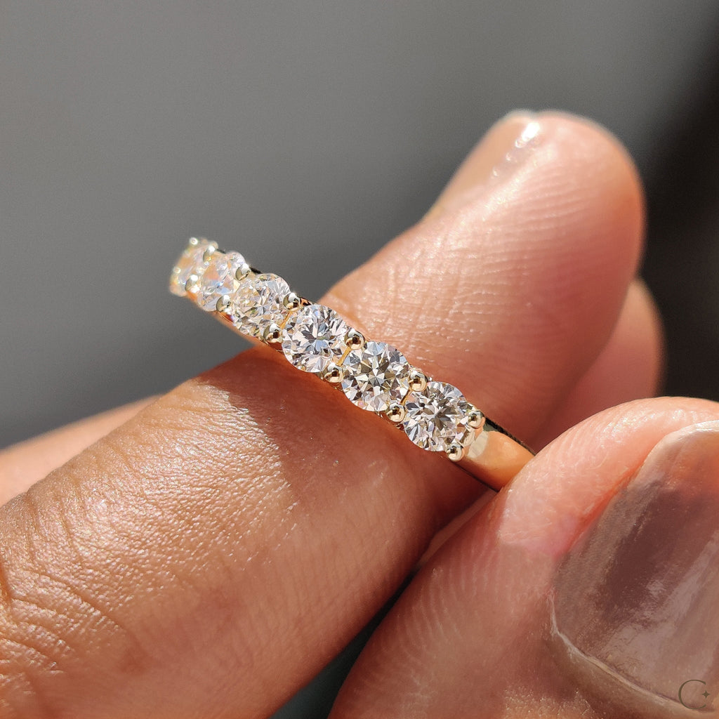 Round Cut Wedding Band In Half Eternity Style
