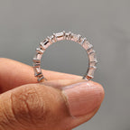 Diamond Eternity Band White Gold With Emerald and Round Cut