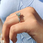 Cushion Cut Moissanite Ring Three Stone Ring