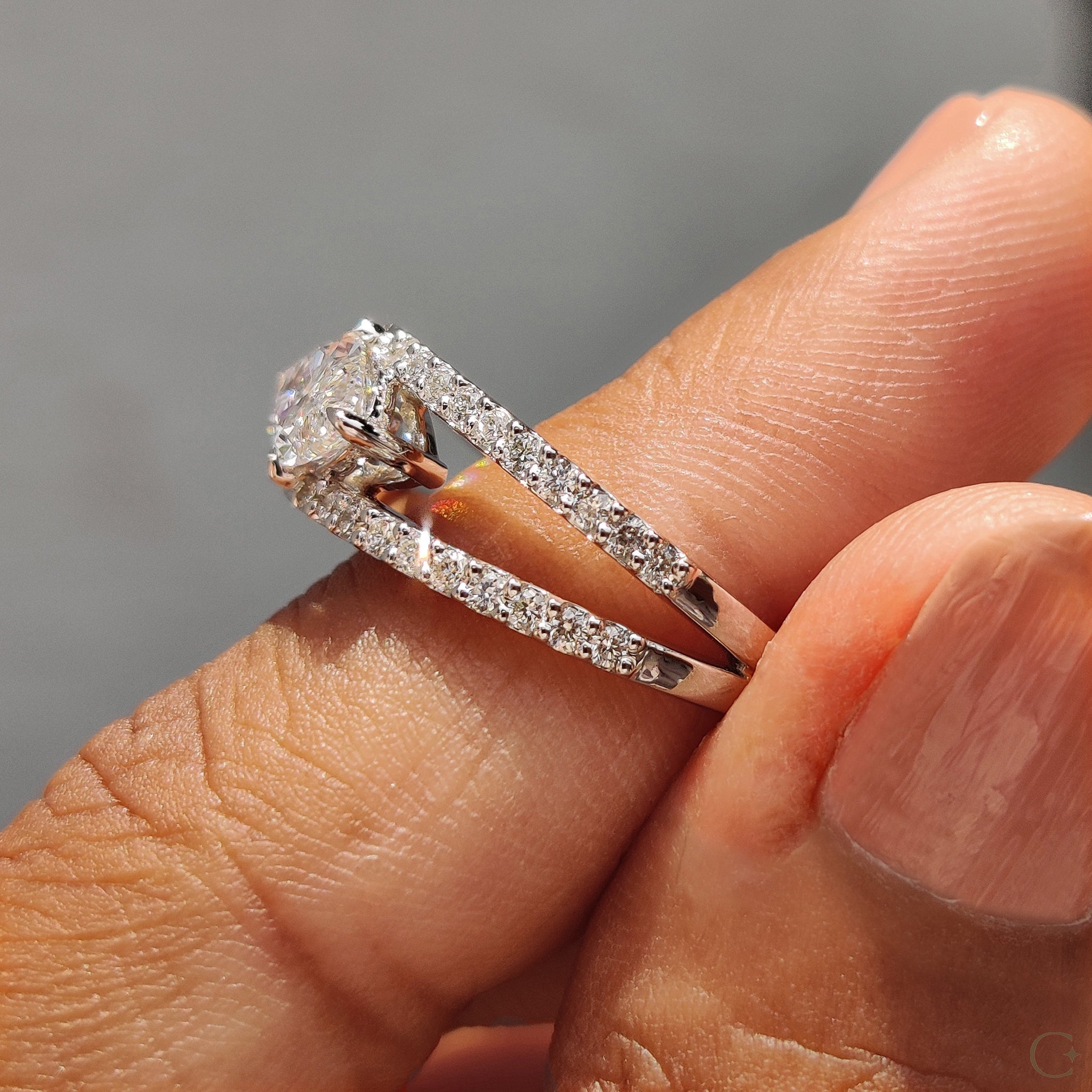 East West Marquise Engagement Ring In Split Shank Style
