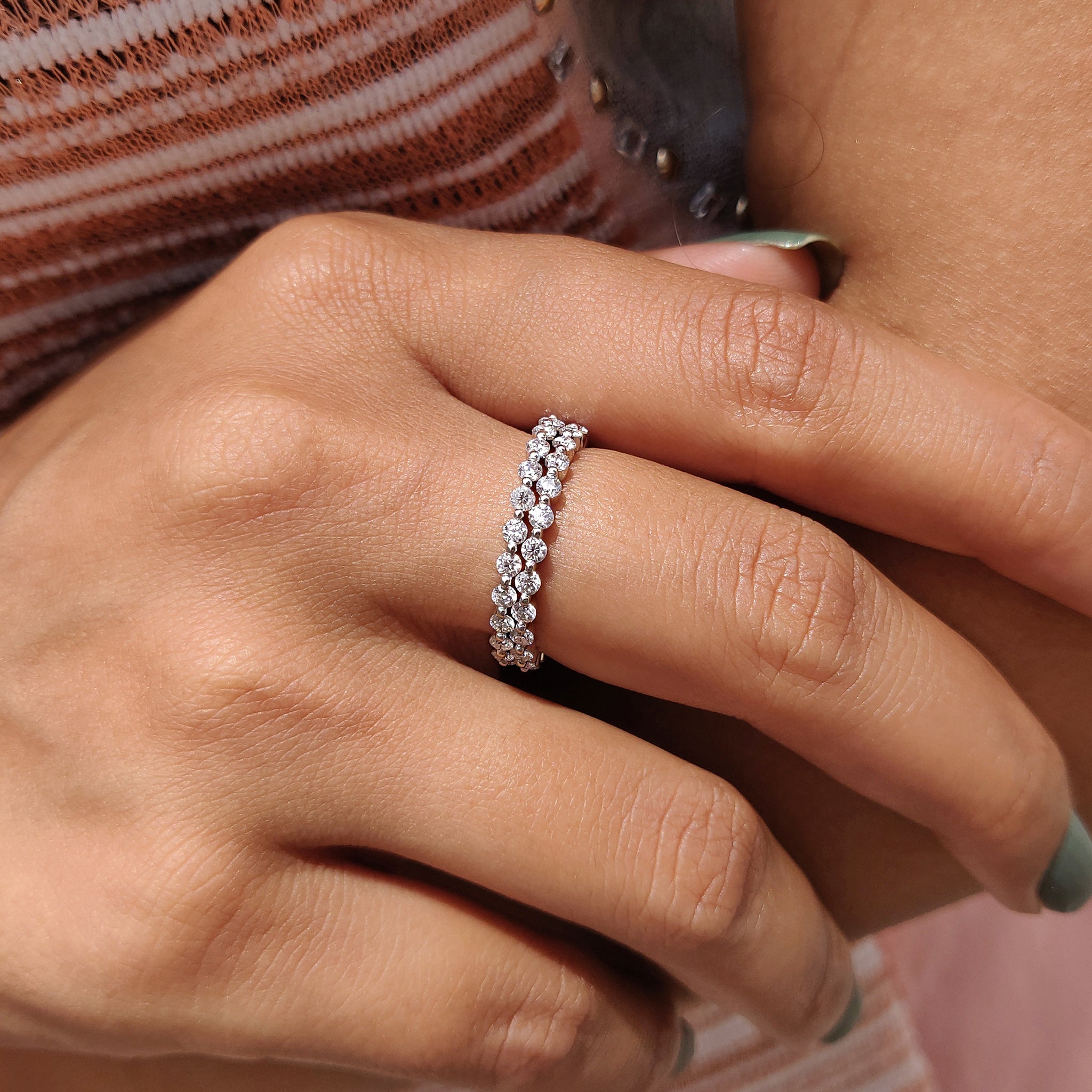 White Gold Band - 3/4 Eternity Style