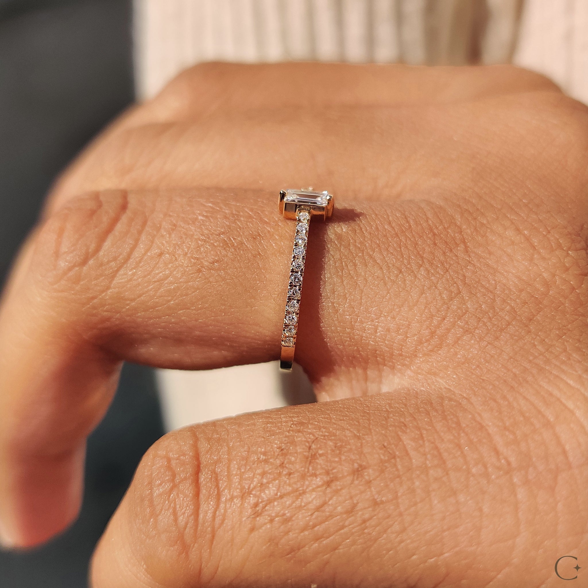 Baguette Diamond Ring In Pave Style