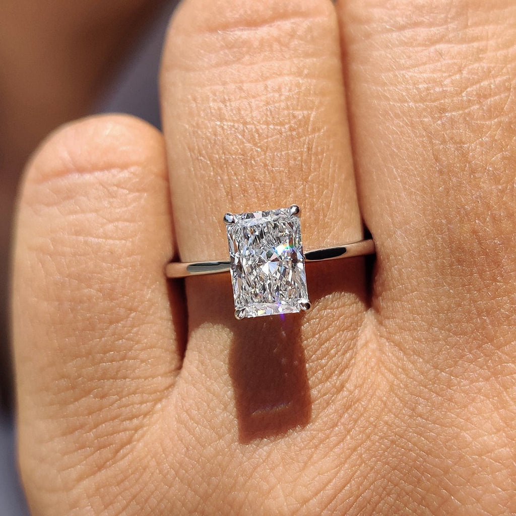 Radiant Diamond Engagement Ring In Solitaire Setting