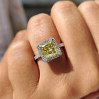 Princess Cut Moissanite Ring In Hidden Halo Style