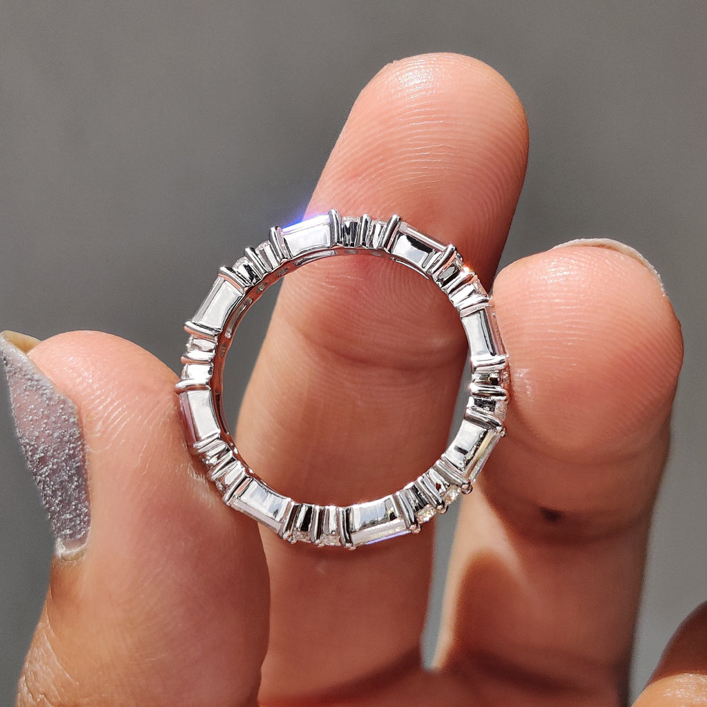Moissanite Baguette Band In Full Eternity Style