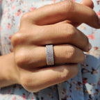 Round Cut Wedding Band With Multi Row Pave Style
