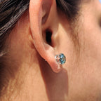 Portuguese Cut Cyan Blue Moissanite Earrings