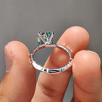 Cyan Blue Cushion Cut Gold Solitaire Engagement Ring