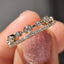 Double Row Wedding Band With Round Cut Bezel Set