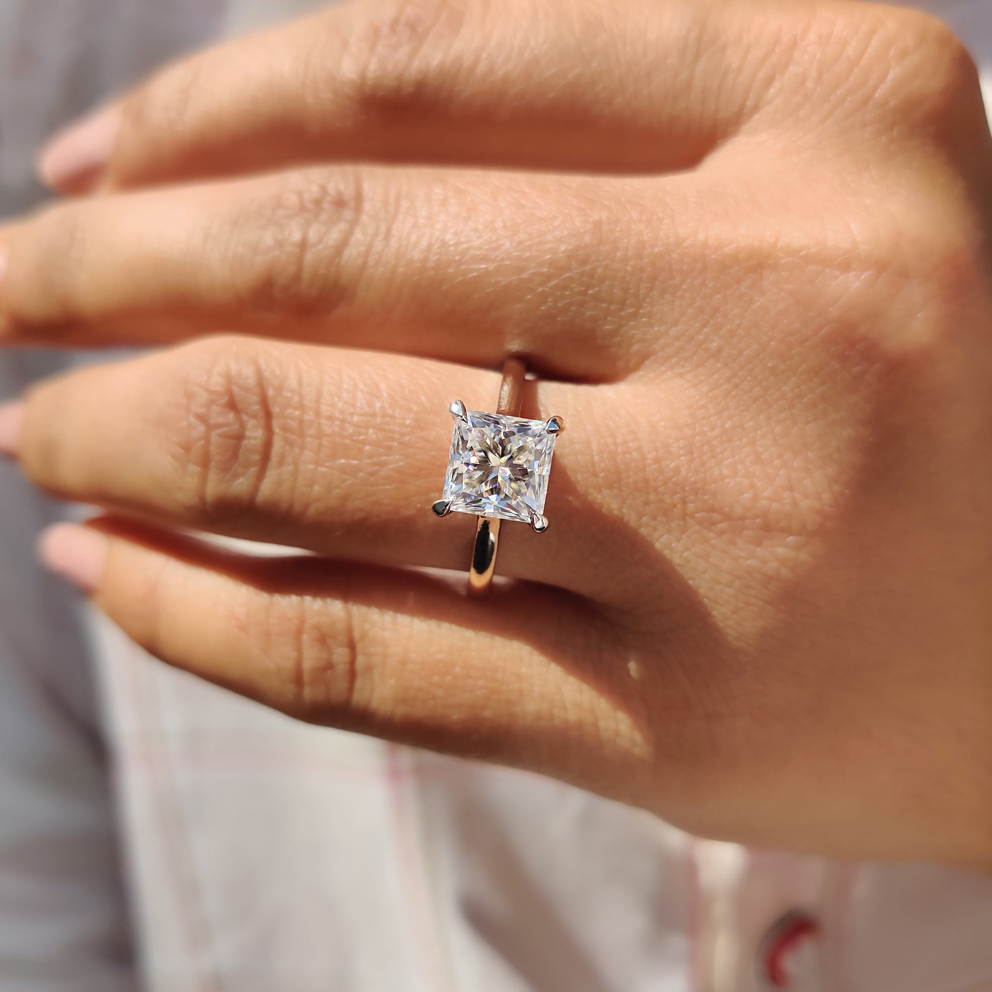 Princess Cut Solitaire Ring in a Cathedral Setting Secondary image