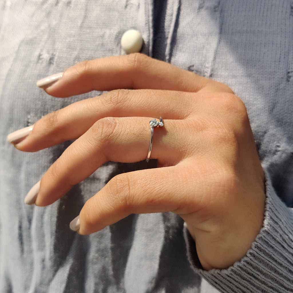 2 Round Cut Moissanite In Open Gap Wedding Band