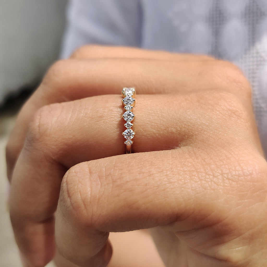 Simple Gold Wedding Band With Round Cut Moissanite