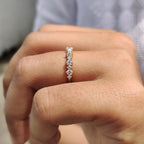 Simple Gold Wedding Band With Round Cut Moissanite