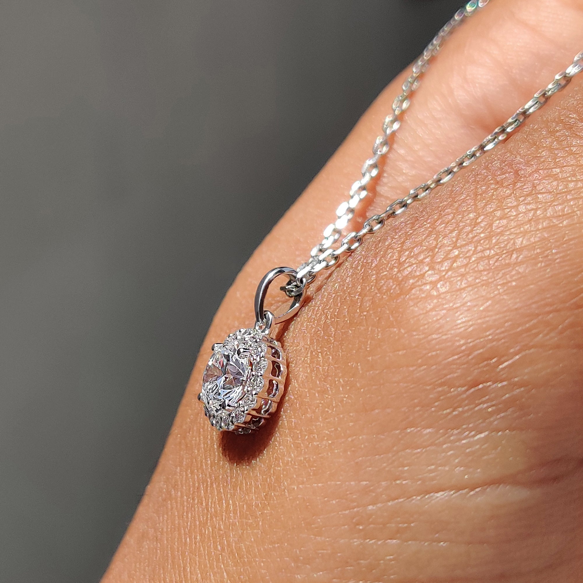 Round Cut Halo Pendant Featuring For Women