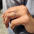 Round Moissanite Band With Aries Zodiac Symbol