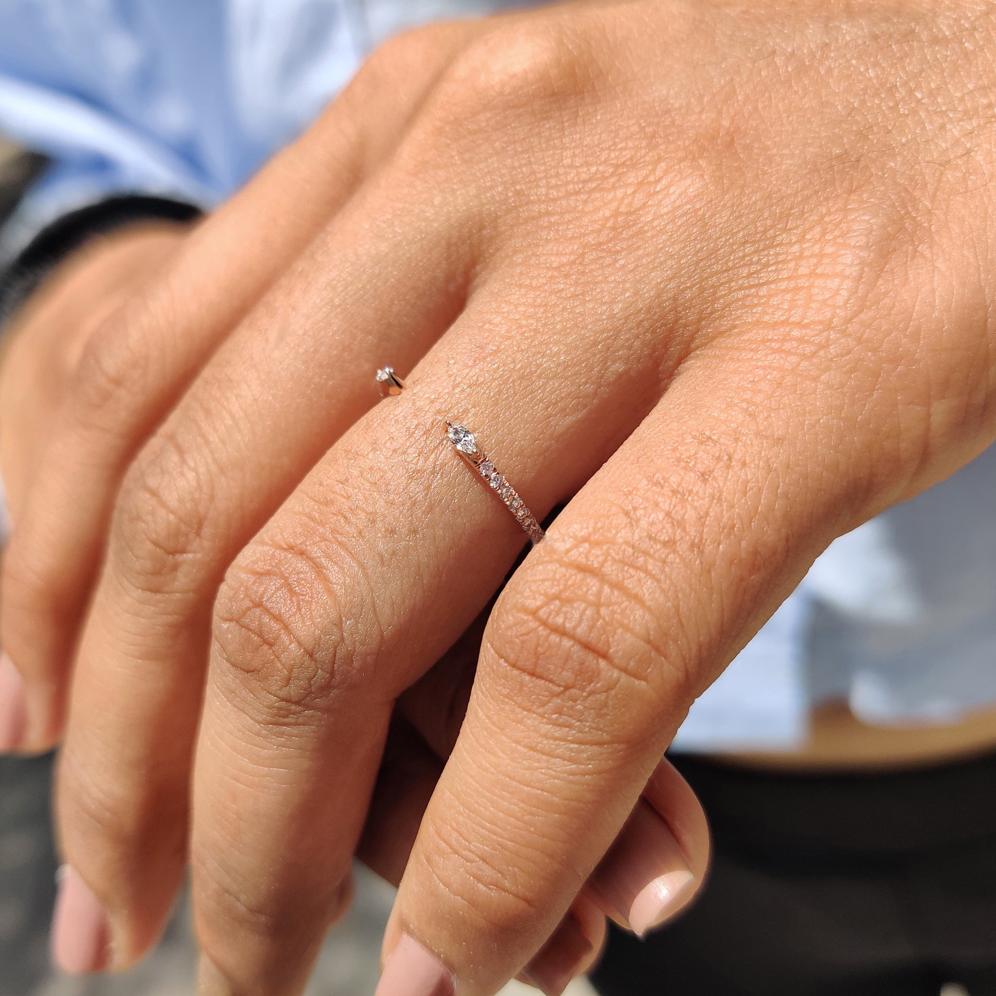 Open Gap Wedding Band With Marquise And  Round Diamond Hauptbild