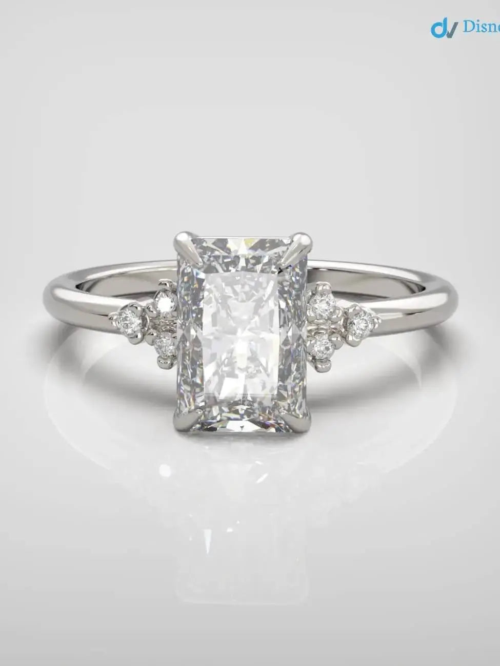 2ct radiant cut lab grown diamond Solitaire Engagement Rings DisneyValley Main image