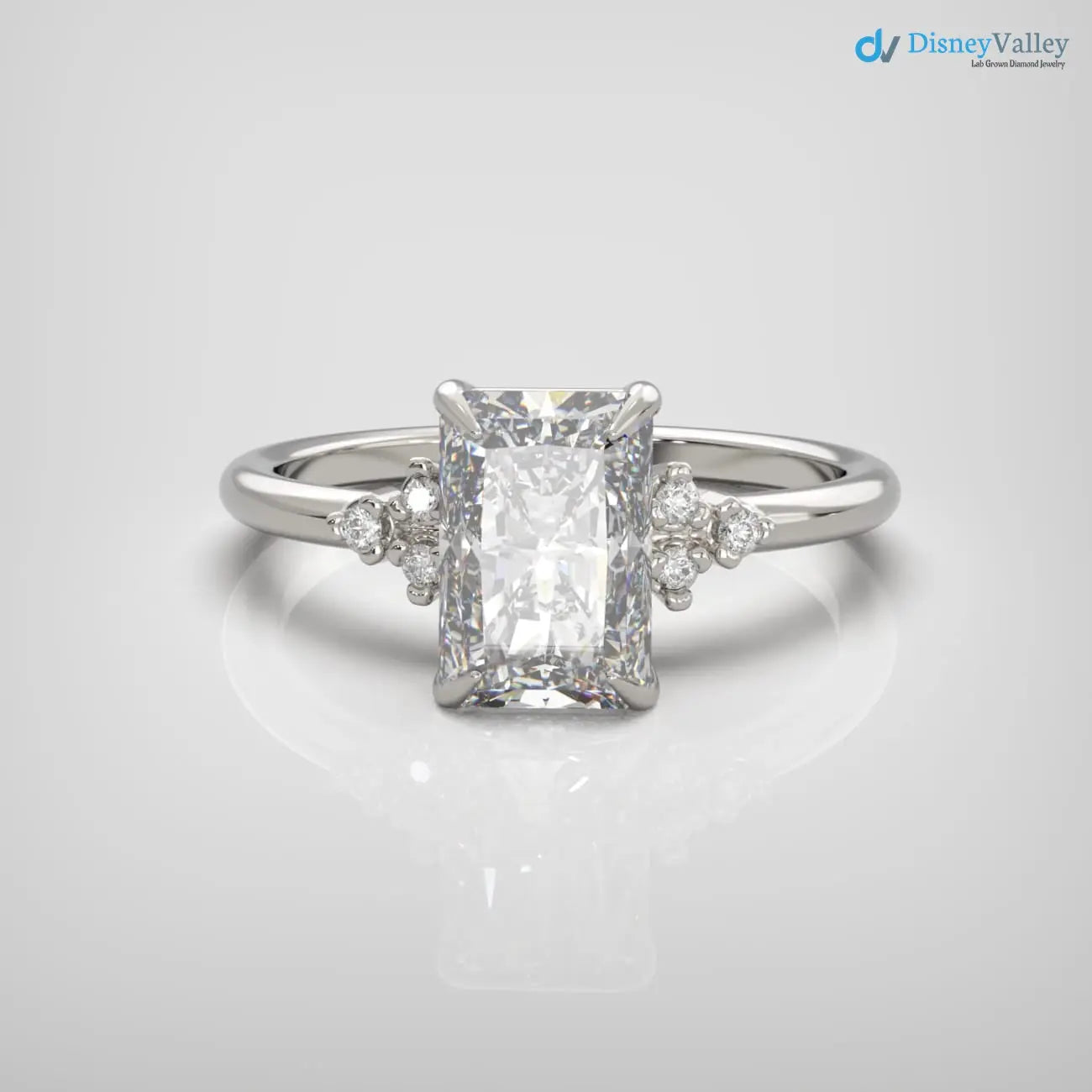 2ct radiant cut lab grown diamond Solitaire Engagement Rings DisneyValley