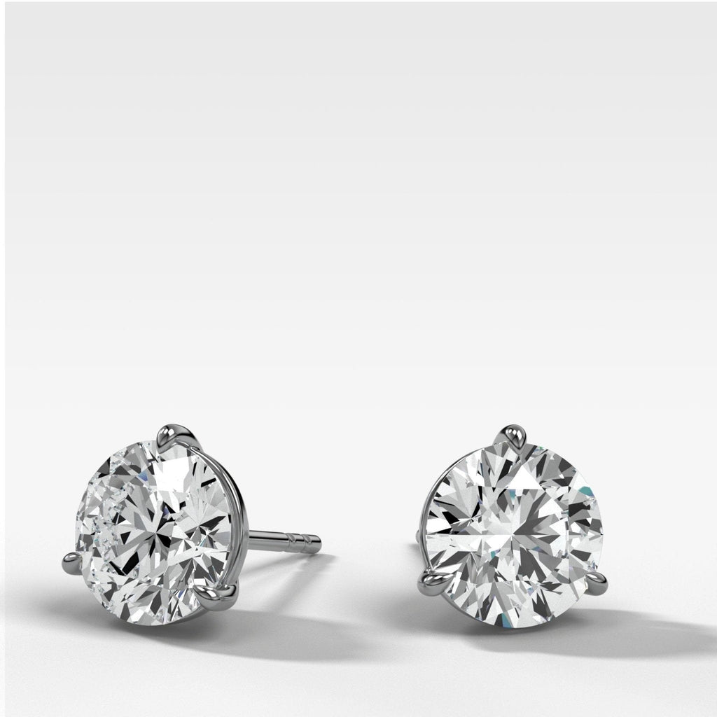 Round Cut Single Point Prong Diamond Studs