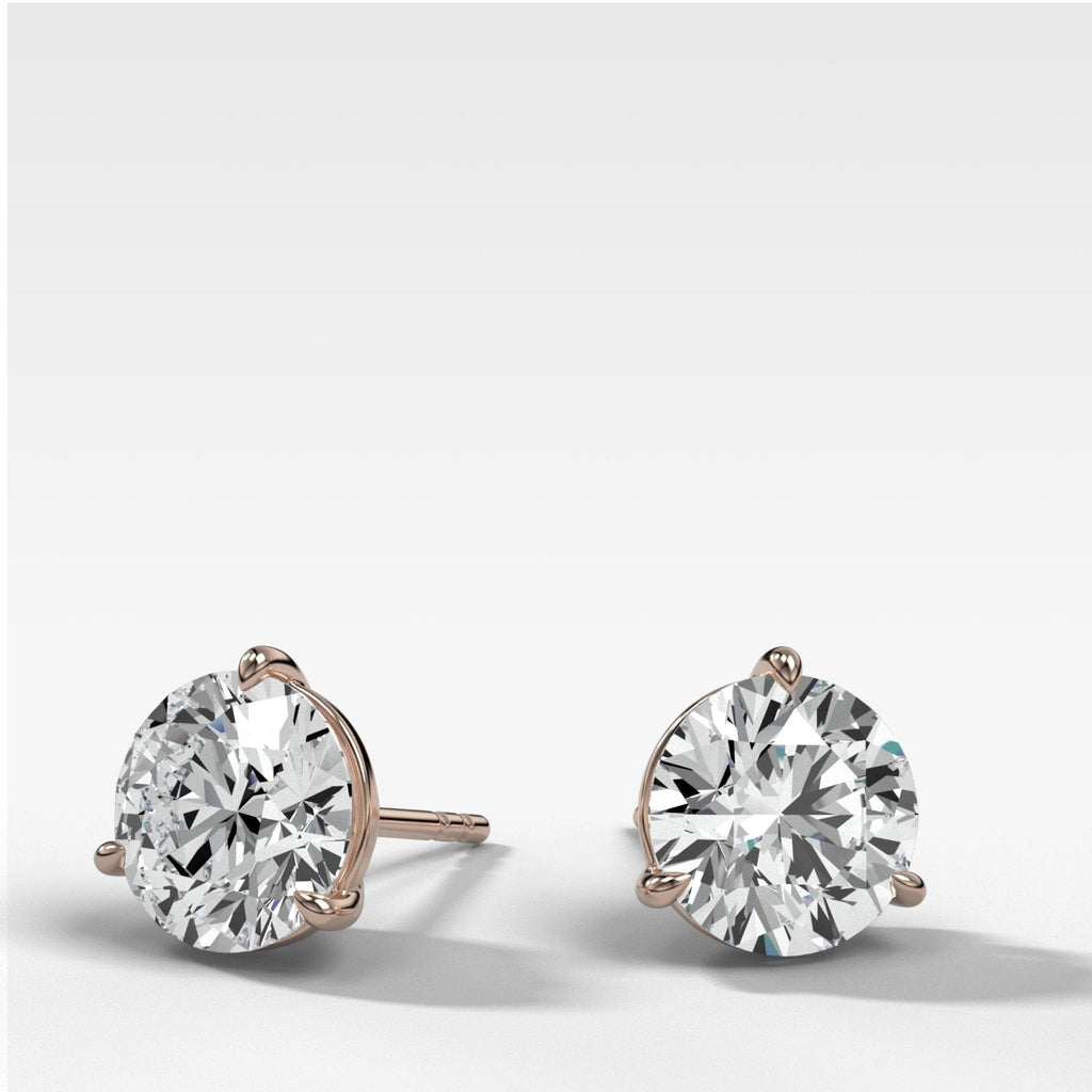 Round Cut Single Point Prong Diamond Studs