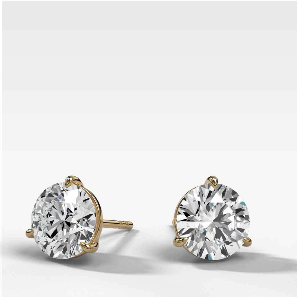 Round Cut Single Point Prong Diamond Studs