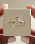 1.72-3.72 CT Oval Cut Lab Grown Diamond Bezel Pave Engagement Ring