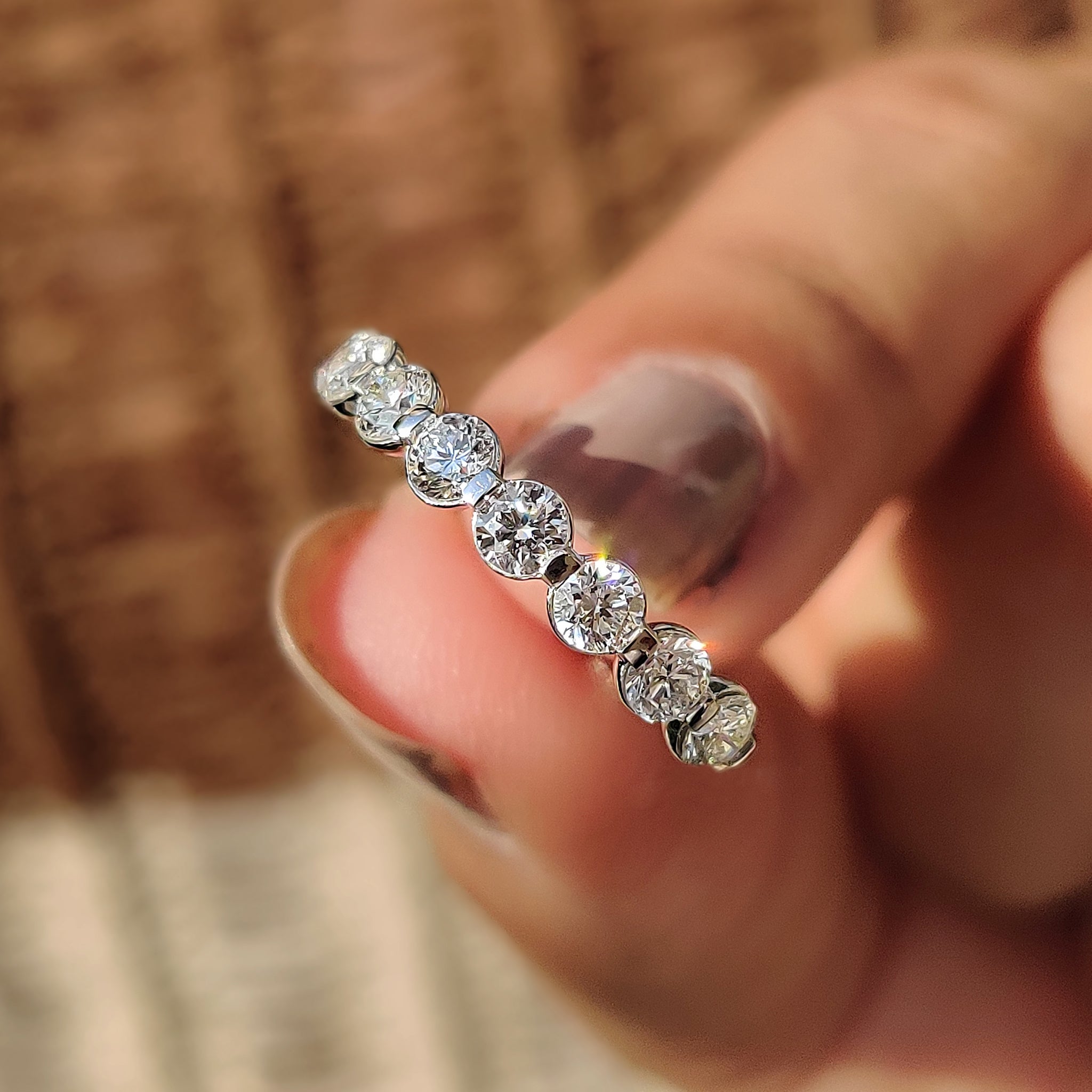 White Gold Wedding Band For Women in Round Diamond