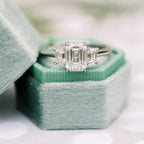 2.0 CT Emerald Moissanite Three Stones Engagement Ring