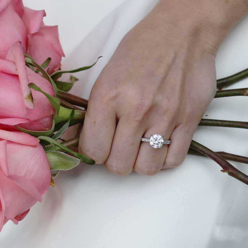 2.50 CT Round Moissanite Pave Setting Engagement Ring