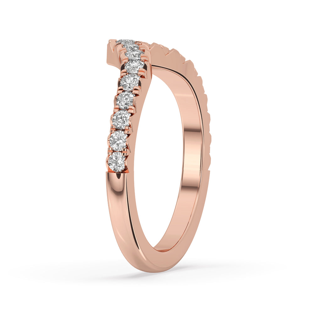 V Shaped Wedding Band - Half Eternity