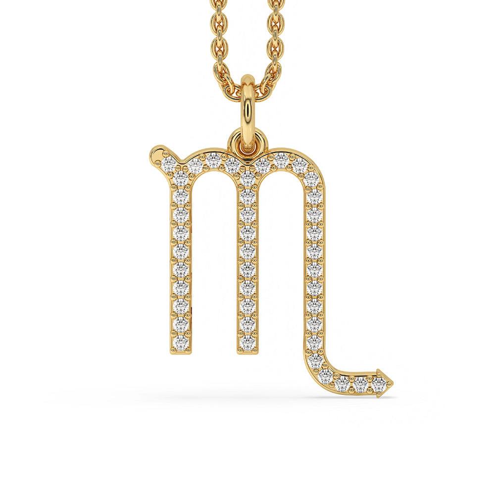 Gold M Pendant with Lab Grown Diamond Shine Main image