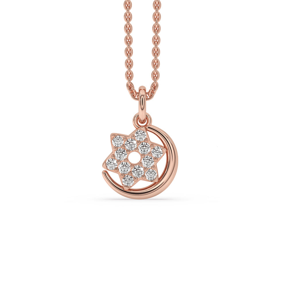 Half Moon Pendant in Star Shape Round Cut Diamond Main image